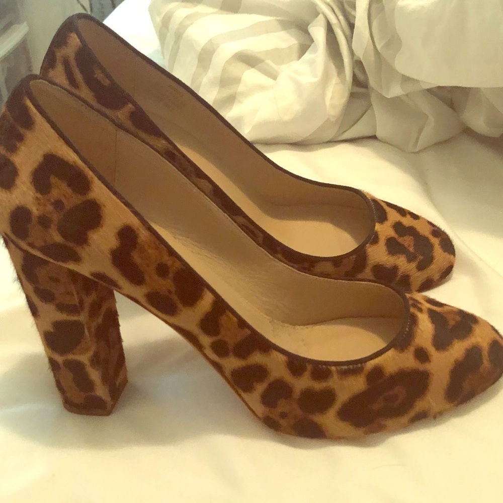 Beautiful JCREW calf-hair block heels (Size 10)